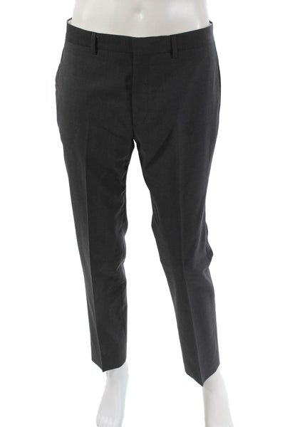 Paul Smith Mens Dress Pants Gray Wool Button Closure Size 32