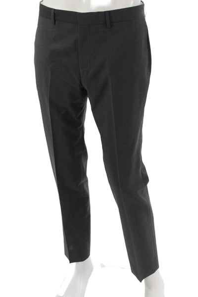 Paul Smith Mens Dress Pants Gray Wool Button Closure Size 32