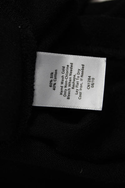 Talbots Women Black Silk Mock Neck Petite 3/4 Sleeve Basic T-Shirt Size S