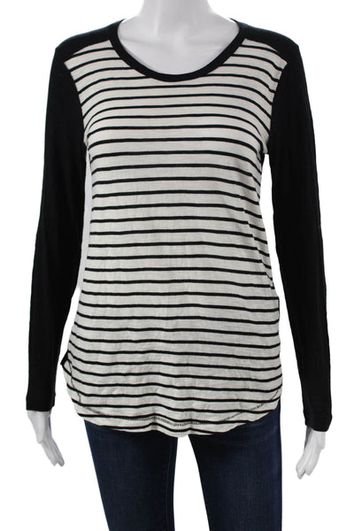 Madewell Womens Basic Striped Black Long Sleeve Round Neck T-Shirt Size S