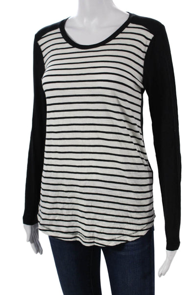 Madewell Womens Basic Striped Black Long Sleeve Round Neck T-Shirt Size S