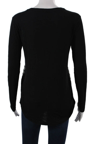 Madewell Womens Basic Striped Black Long Sleeve Round Neck T-Shirt Size S