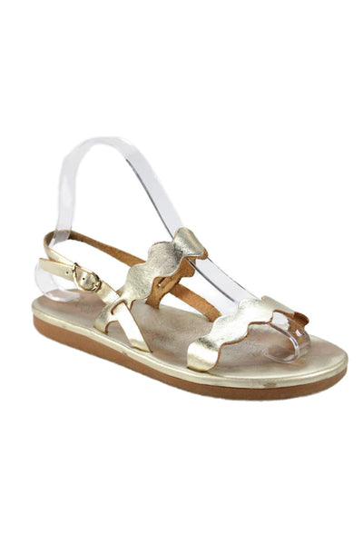 Ancient Greek Sandals Womens Leather Metallic Ankle Strap Sandals Gold Size 6