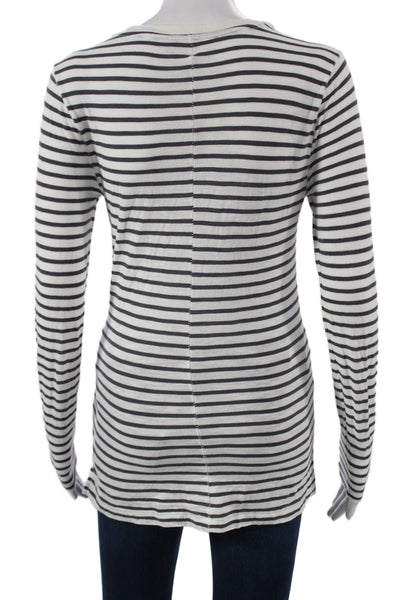 Madewell Womens Striped Cotton Long Sleeve T-Shirt White Size S