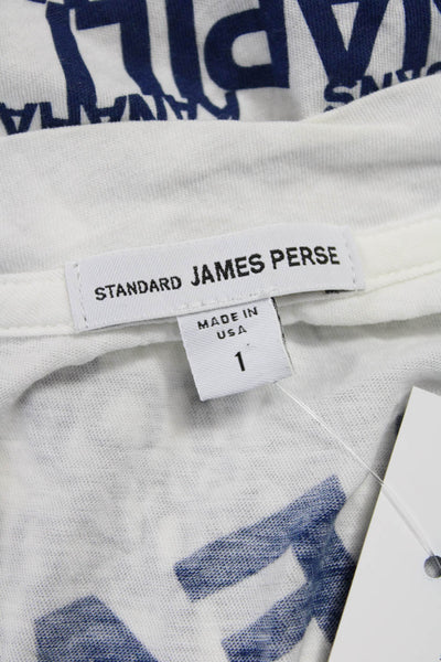 Standard James Perse Women White V-Neck Cotton Short Sleeve T-Shirt Size 1