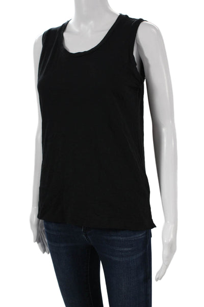 Madewell Women Black Sleeveless Basic Tank 100% Cotton Round Neck Size XS