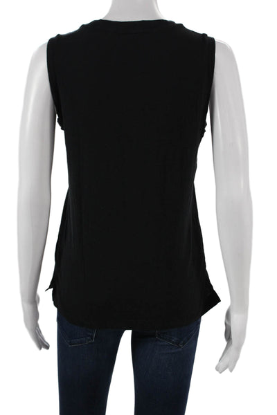 Madewell Women Black Sleeveless Basic Tank 100% Cotton Round Neck Size XS