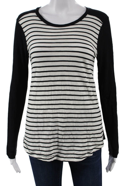 Madewell Women Striped Long Sleeve Tee Black Cotton Size S