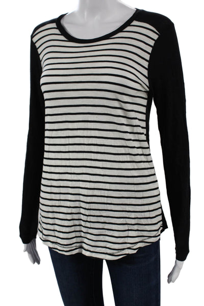 Madewell Women Striped Long Sleeve Tee Black Cotton Size S
