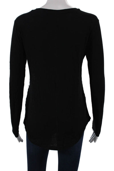 Madewell Women Striped Long Sleeve Tee Black Cotton Size S