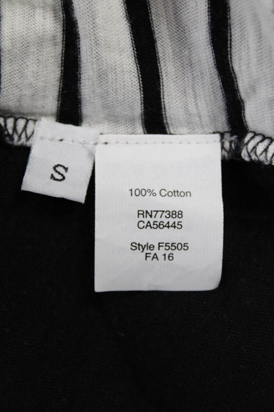 Madewell Women Striped Long Sleeve Tee Black Cotton Size S