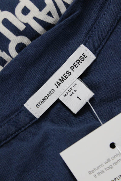 Standard James Perse Womens VNeck Basic Cotton T-Shirt Blue Short Sleeve Size 1