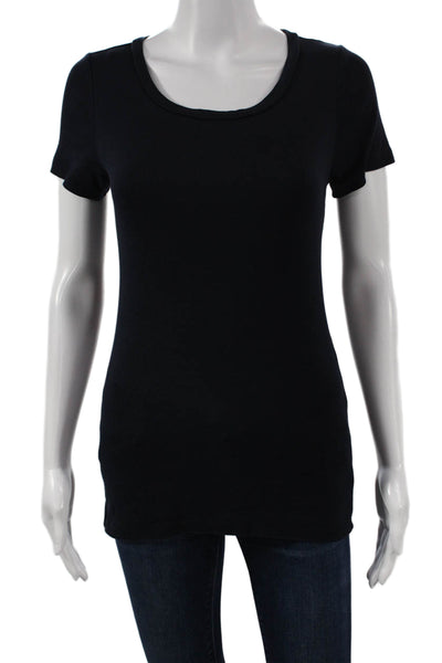 J Crew Women Basic Black Cotton Scoop Neck Short Sleeve T-Shirt Size S