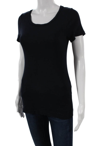 J Crew Women Basic Black Cotton Scoop Neck Short Sleeve T-Shirt Size S
