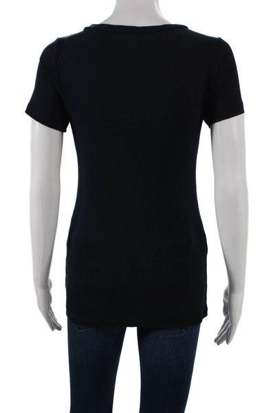 J Crew Women Basic Black Cotton Scoop Neck Short Sleeve T-Shirt Size S