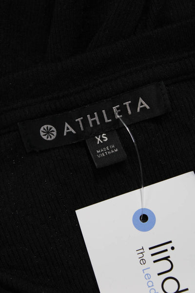 Athleta Womens Long Sleeve Basic T-Shirt Black Modal Round Neck Size XS