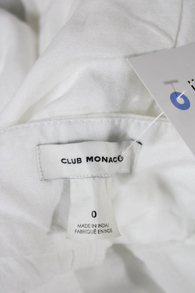 Club Monaco Womens Hot Pants White Linen Button Size 0