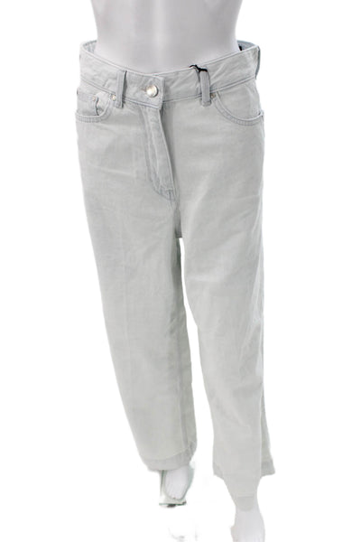 Zara Women Wide-Leg Jeans Blue High Rise Button Cotton Blend Size 2