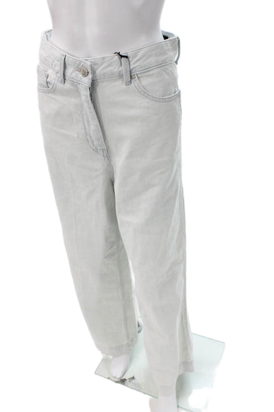 Zara Women Wide-Leg Jeans Blue High Rise Button Cotton Blend Size 2