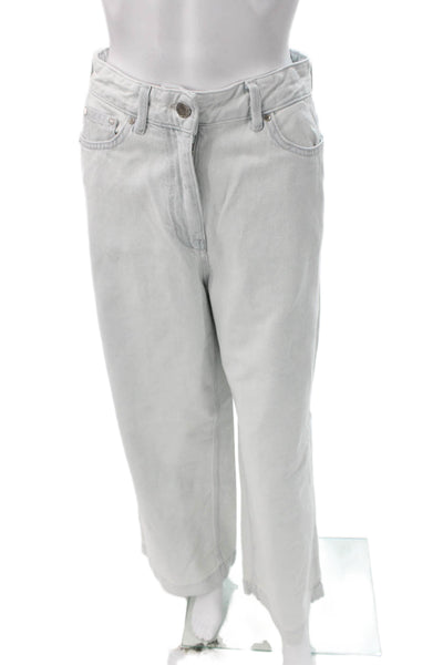 Zara Women Wide-Leg Gray Jeans 100% Cotton High Rise Inseam 29 Size 2