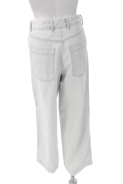 Zara Women Wide-Leg Gray Jeans 100% Cotton High Rise Inseam 29 Size 2