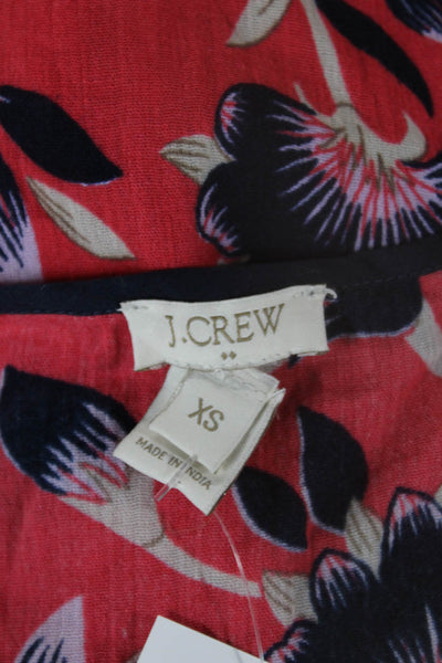 J Crew Women Shift Dress Floral Multicolor V Neck 3/4 Sleeve Above Knee Size XS