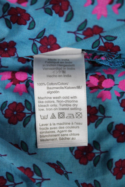 J Crew Womens Kaftan V Neck Floral Midi Dress Blue 3/4 Sleeve Size XS