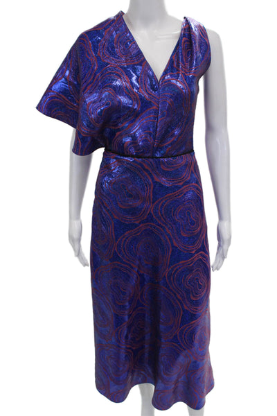 Markarian Women Sheath Dress Blue V-Neck Midi Sleeveless Polyester Blend Size 0