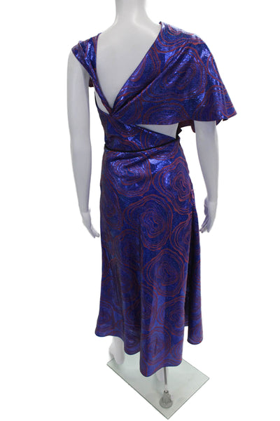 Markarian Women Sheath Dress Blue V-Neck Midi Sleeveless Polyester Blend Size 0