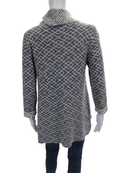 Moth Women Tunic Sweater Gray Viscose Cowl Neck Geometric 3/4 Sleeve Size M
