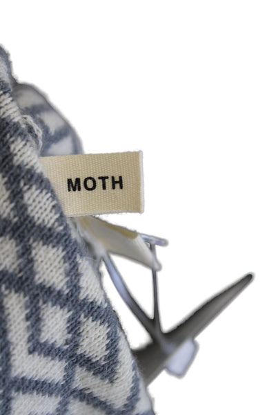 Moth Women Tunic Sweater Gray Viscose Cowl Neck Geometric 3/4 Sleeve Size M