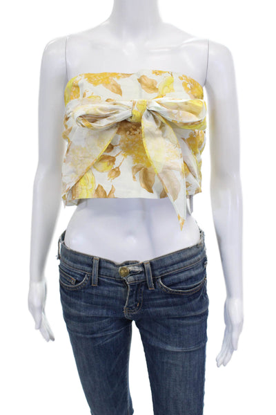 Ba&Sh Womens Cropped Floral Cotton Square Neck Sleeveless Top Size S