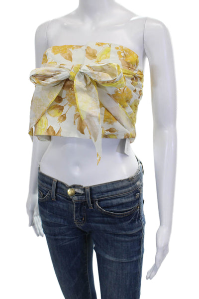 Ba&Sh Womens Cropped Floral Cotton Square Neck Sleeveless Top Size S