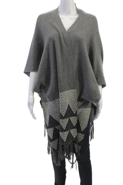 Penelope Leroy Women Cardigan Gray V Neck 3/4 Sleeve Size One Size