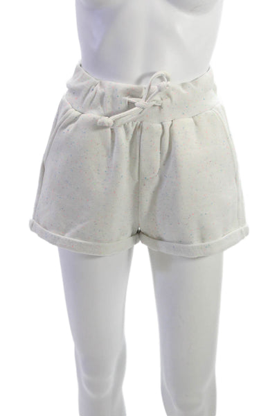 Beach Riot Womens Sweat Spotted White Drawstring Polyester Shorts Size M