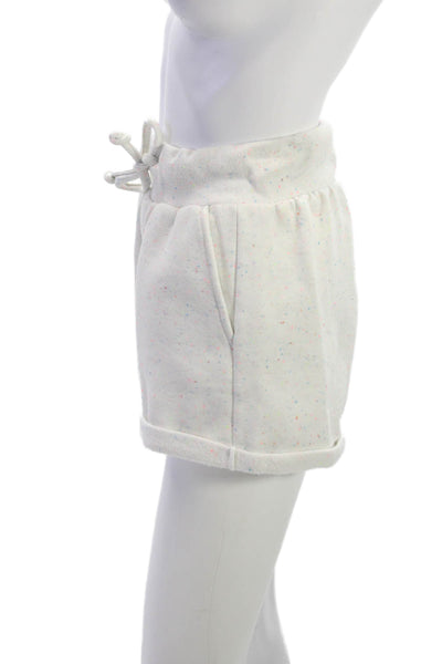 Beach Riot Womens Sweat Spotted White Drawstring Polyester Shorts Size M