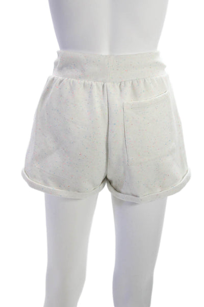Beach Riot Womens Sweat Spotted White Drawstring Polyester Shorts Size M