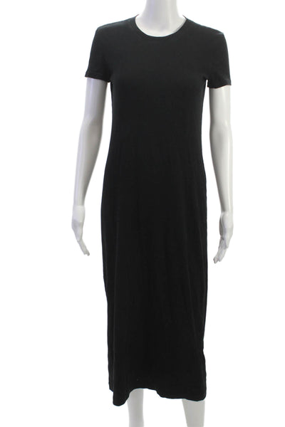 Zara Women T-Shirt Dress Black Cotton Short Sleeve Mid-Calf Size XS
