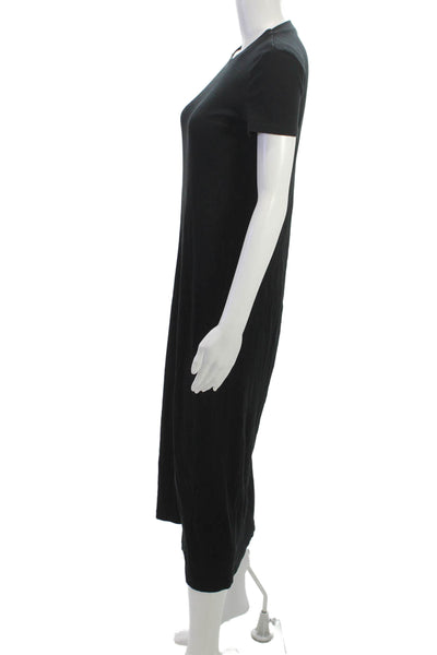 Zara Women T-Shirt Dress Black Cotton Short Sleeve Mid-Calf Size XS