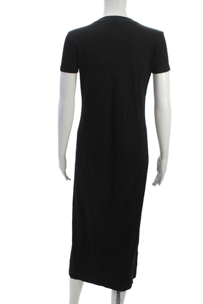 Zara Women T-Shirt Dress Black Cotton Short Sleeve Mid-Calf Size XS