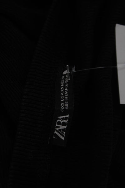 Zara Women T-Shirt Dress Black Cotton Short Sleeve Mid-Calf Size XS