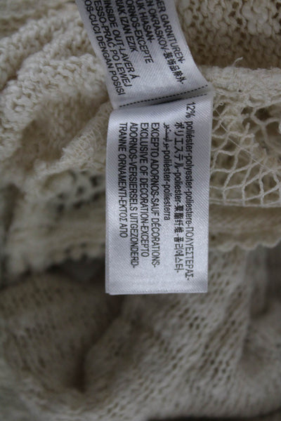 Zara Women Cardigan Sweater Ivory Cotton Long Sleeve Round Neck Size S