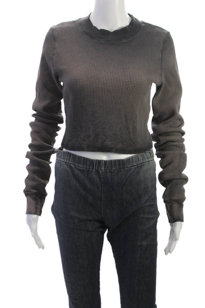 Cotton Citizen Women Gray Basic Mock Neck Long Sleeve T-Shirt Size S