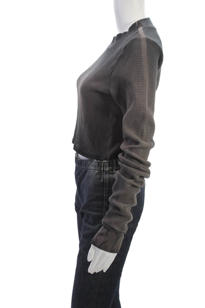 Cotton Citizen Women Gray Basic Mock Neck Long Sleeve T-Shirt Size S