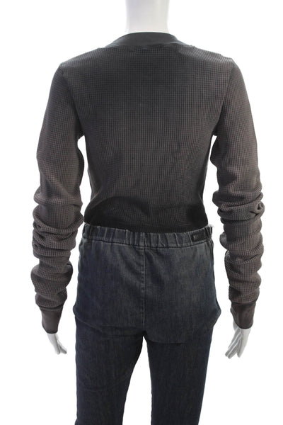 Cotton Citizen Women Gray Basic Mock Neck Long Sleeve T-Shirt Size S