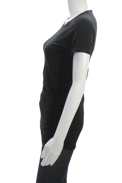 Athleta Women Basic Black Nylon Round Neck Short Sleeve T-Shirt Size S