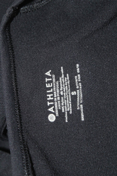 Athleta Women Basic Black Nylon Round Neck Short Sleeve T-Shirt Size S