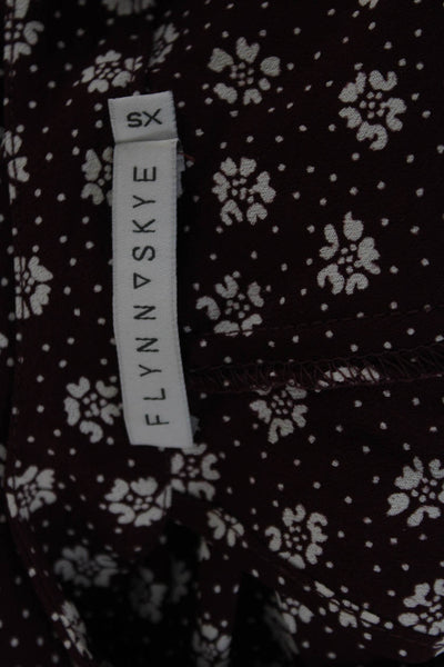 Flynn Skye Womens Cropped Floral Boat Neck Long Sleeve Rayon Blouse Size XS