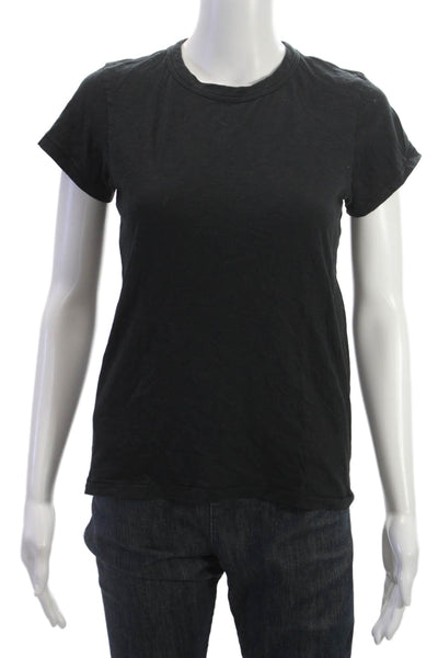 Rag & Bone Womens Black Pima Cotton Short Sleeve Round Neck T-Shirt Size XS