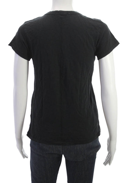 Rag & Bone Womens Black Pima Cotton Short Sleeve Round Neck T-Shirt Size XS